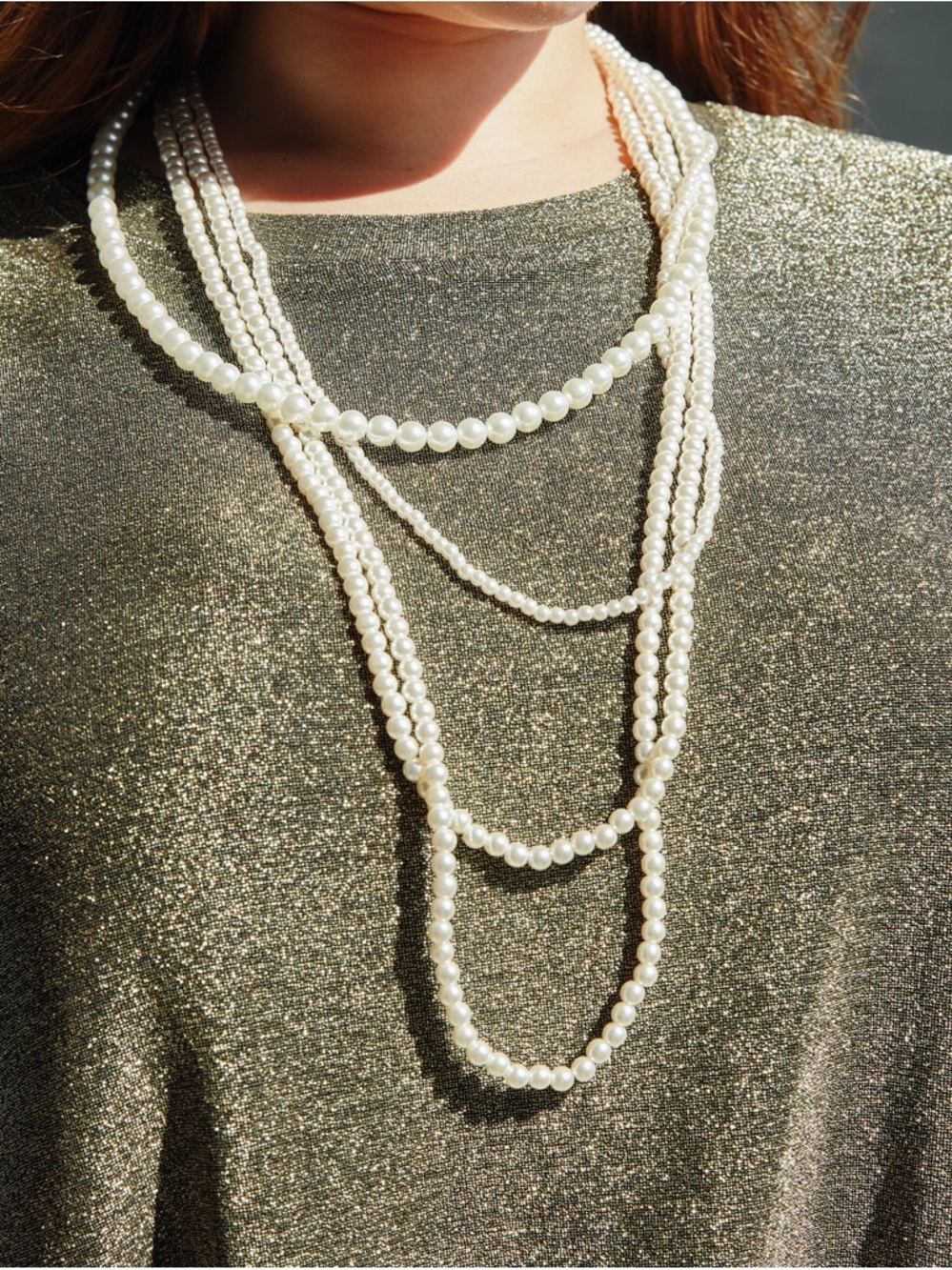 Elegant White Pearl Multi-Strand Necklace - Women Jewelry